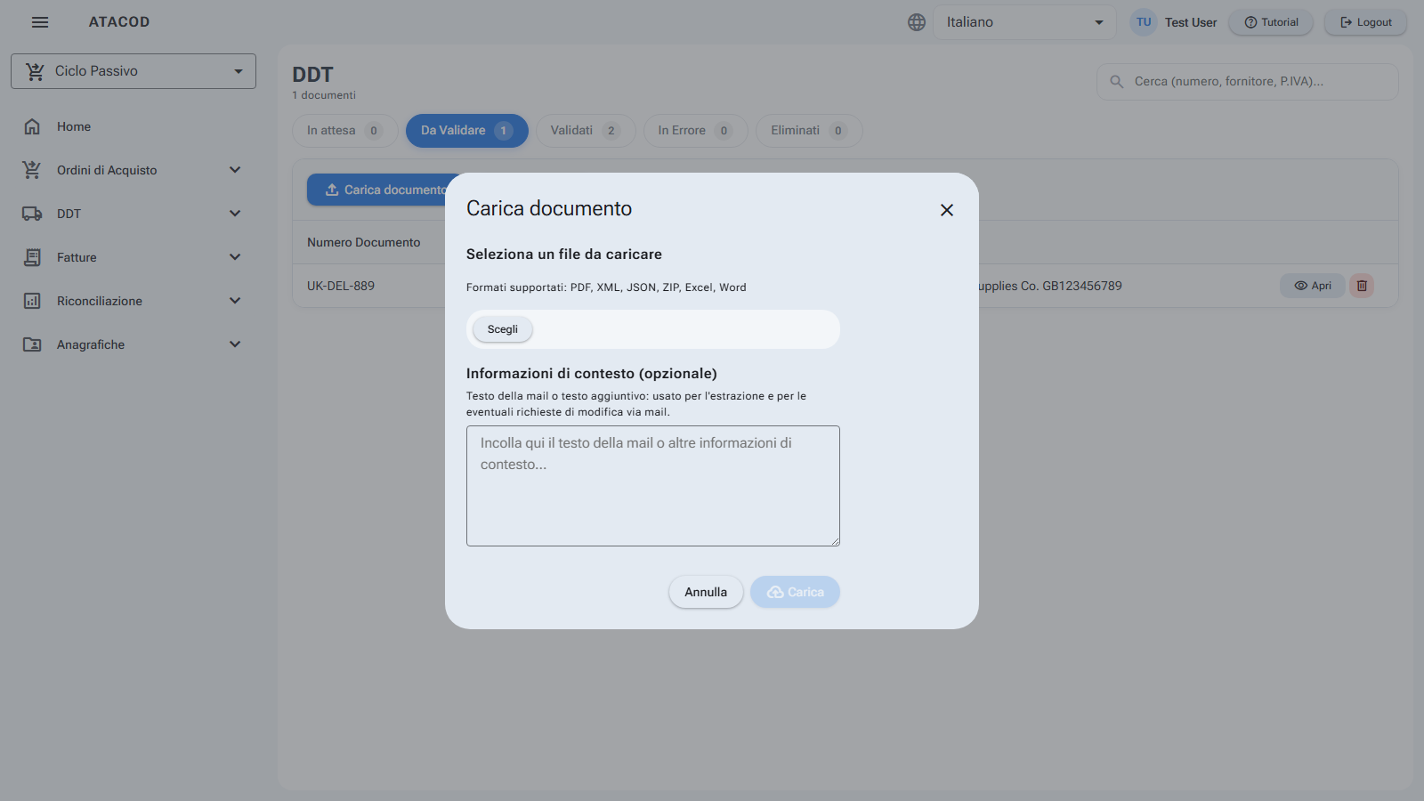 Schermata della pagina
