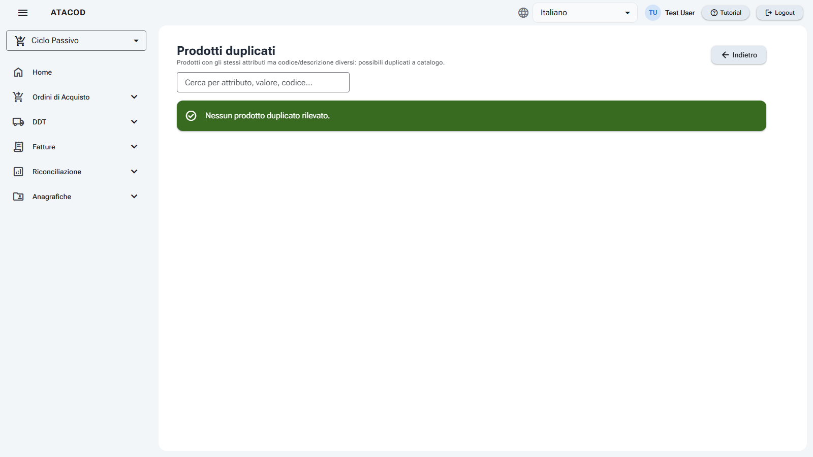 Schermata della pagina
