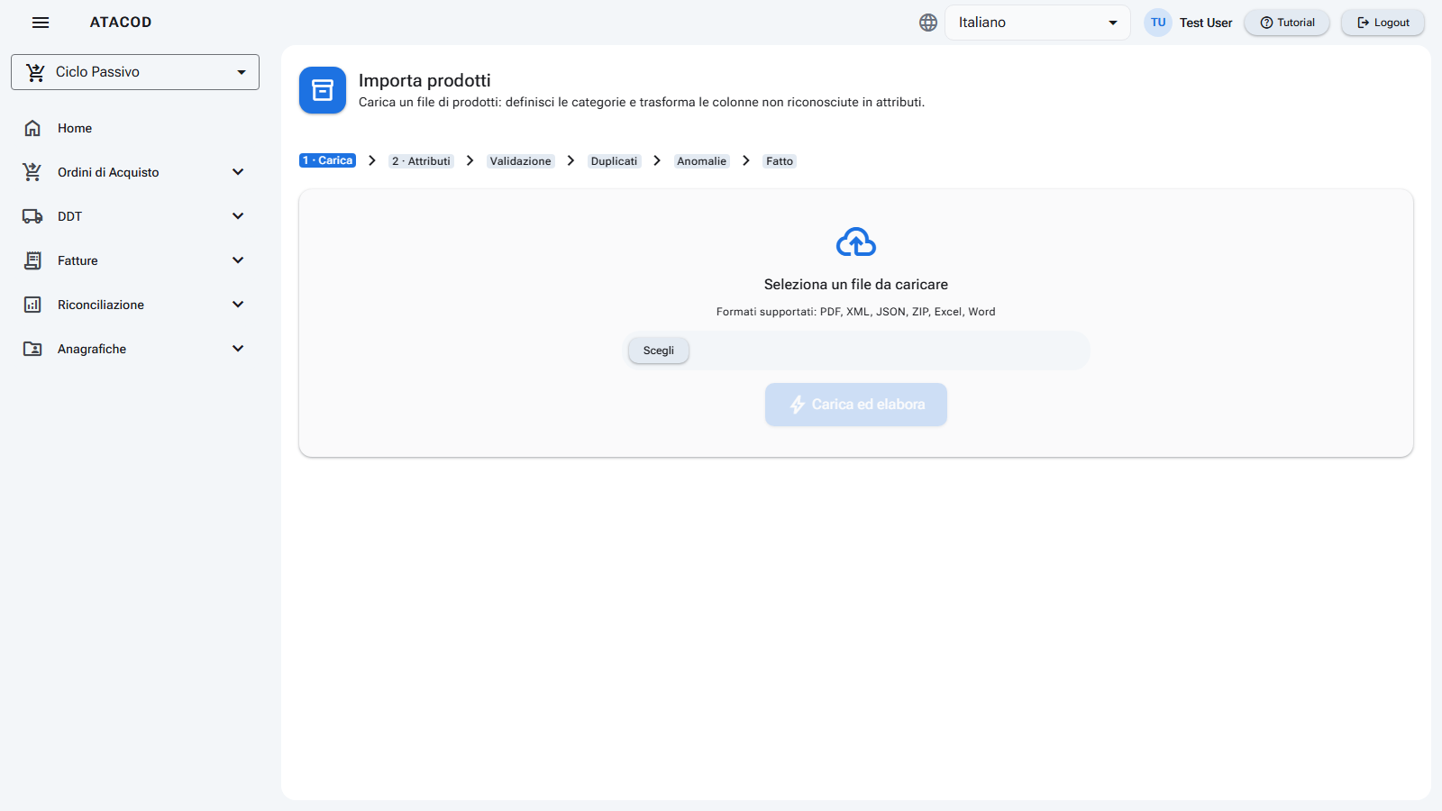 Schermata della pagina