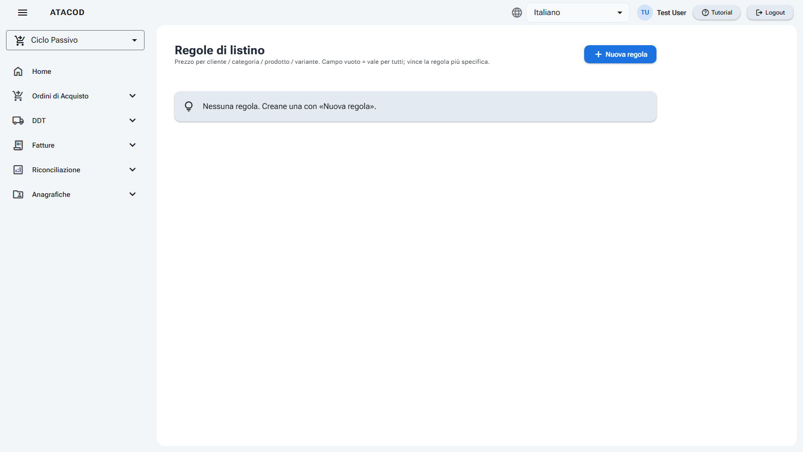 Schermata della pagina